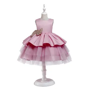 Baby flower big bow tulle lace bambina festa di compleanno balletto abiti da ballo neonati da uno a nove anni abito