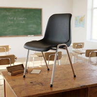 Chaise d'école et de formation empilable OK-506C avec pieds chromés, coque en PP mat et siège rembourré, capacité de 600 lb pour salles de classe et conférences