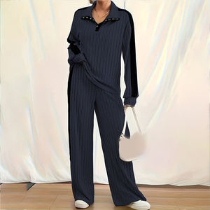 Costume de loisirs femme automne 2025 nouveau design haut de gamme à capuche pantalon large ensemble deux pièces - Product Image 3