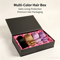 Boîte d'emballage en carton rigide magnétique écologique personnalisée, boîte cadeau haut de gamme pour le rangement de plusieurs extensions de cheveux