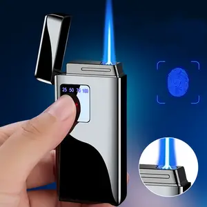 New Design USB Lighter Ready to Ship Cigar Accessories Smoking Pipe Blue Jet Torch Gas Lighters Custom Logo for Printing