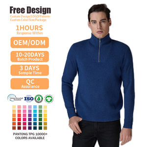 เสื้อสเวตเตอร์ไหมพรมคุณภาพสูงสำหรับผู้ชาย แขนยาว คอซิป 1/4  รับผลิตตามแบบ พร้อมปักโลโก้ - Product Image 2