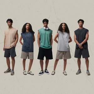 Chaleco de algodón con logotipo de gran tamaño y hombros caídos personalizado, chaleco Vintage de lavado ácido personalizado para hombres - Product Image 2