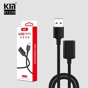 KM Chinese factory metal USB to USB extension cable USB adapter laptop mouse data transfer adapter weaving 3.0 Public to female