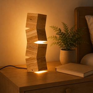 Lámpara Decorativa Escultural de Roble Macizo, Luz Ambiental Contemporánea de Madera para Dormitorio, Sala de Estar y Decoración de Interiores de Lujo - Product Image 3