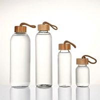 Bouteilles d'eau en verre avec couvercles en bois, réutilisables, design luxueux, à paroi simple, unisexe, 150-1000 ml, pour adultes, bouteilles de voyage