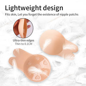 Rabbit Ear Adhesive Nipple Covers Sticky Push-up Brust straffung Pasties BH-Pads Unsichtbare rücken freie Stoff-Nippel abdeckung für Frauen - Product Image 2
