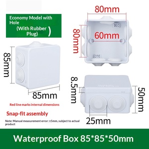85x85x50mm IP65 Waterproof Junction Box ABS Plastic Pre-drilled 7 Holes with <b>Rubber</b> Plugs Outdoor Electrical Enclosure - Product Image 1