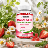 Gommes à mâcher calmantes au magnésium saveur fraise avec L-théanine, camomille, vitamines B6 et D3, sans sucre, 60 pièces