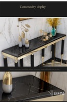 Table d'entrée en acier inoxydable pour couloir Tv, meuble de luxe moderne, nouveau Design italien, couleur or, Console télé en verre noir