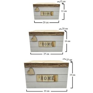 Ensemble de 3 boîtes de rangement en bois blanches empilables avec couvercles et poignées, boîte décorative pour la maison, pour l'organisation du salon et de la chambre - Product Image 3