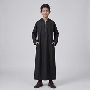 Robe à capuche pour garçon Layyin, stock d'usine, Moyen-Orient, Arabie Saoudite, Dubaï, Turquie, Thobe ethnique arabe pour garçon - Product Image 1