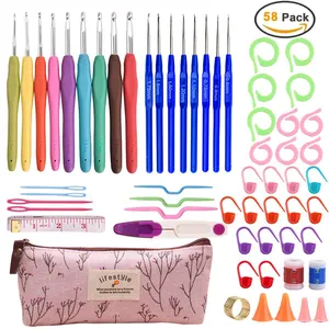 Crochet Hooks Kit with Storage Bag, Different Sizes Crochet Needles Set DIY Weaving Yarn Hand Knitting Tools for Beginners