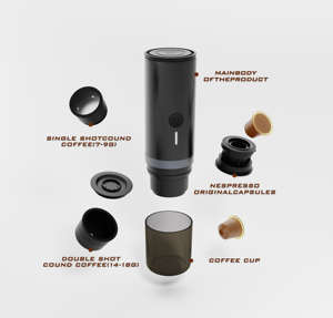 Vente d'usine Machine à café expresso portable Mini cafetière à capsules intelligente en aluminium OEM 90 Machine à dosettes de café à service unique 5v - Product Image 2