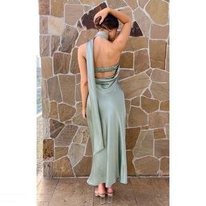 Nouvelle Tendance Robe Midi Kaki Sans Manches Coupe Droite Élégante pour Soirée ou Plage - Product Image 5