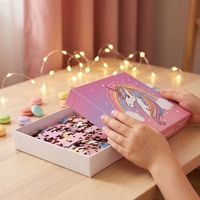 Puzzle licorne magique 501~1000 pièces Nuage arc-en-ciel Dessin animé en relief Feuille d'or Jouet éducatif Décoration murale de la maison Noël