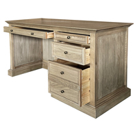 FH1211 Bureau d'écriture et d'étude en bois massif, style rétro américain St. James, design mi-siècle, bureau de direction pour villa