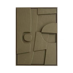 Decorazione per la casa 3d arti murali astratta geometrica fatta a mano in legno intagliato decorazione pittura moderna in rilievo arenaria - Product Image 5