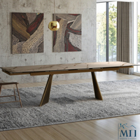 Mobilier de salle à manger personnalisé, moderne et léger de luxe avec pieds en métal Table de table en céramique, verre trempé, pliable et réglable