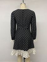 Vente en gros de robes mini vintage à col carré et à volants à pois, robes élégantes pour femmes, pour les occasions spéciales