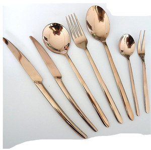 DF401 Golden Color Stainless Steel Cutlery Set Model C <b>Dessert</b> Knife <b>Fork</b> Spoon - Product Image 1