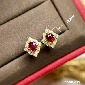 Orecchini vintage in stile palazzo con pietre rosse per donna, eleganti gioielli scintillanti per le orecchie, regalo per occasioni speciali - Product Image 5