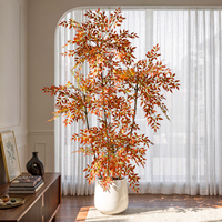 Arbre artificiel d'automne, faux feuillage d'automne, feuilles rouges orangées réalistes, grand arbre en pot pour décoration intérieure, vente en gros