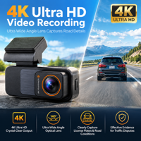 Nouvel Enregistreur Vidéo de Voiture 4K Wi-Fi GPS, Caméra de Tableau de Bord Double Objectif Avant et Arrière 4K, Dashcam pour Véhicule
