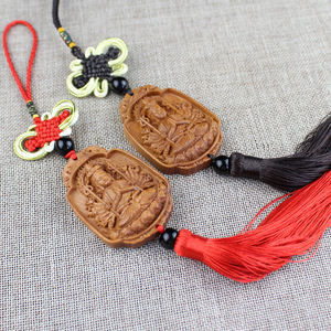 Peach Wood Thousand Hand Guanyin Pendant <b>Car</b> Ornament Chinese Style Rearview Mirror <b>Decor</b> Gift - Product Image 3