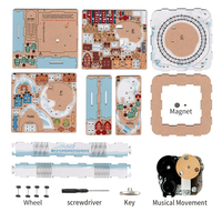 Tonecheer Kit de boîte à musique en bois DIY en gros, train des neiges à remonter, puzzle 3D en bois, boîte à musique pour cadeaux de Noël