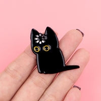 Schwarze Katze Emaille-Anstecknadel: Niedliche Brosche, Ansteckpins, Abzeichen für Rucksack, Kleidung, Accessoires, Tier-Schmuck, Geschenke für Freunde