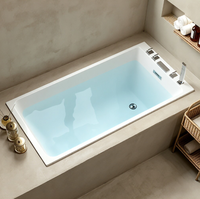 Baignoire carrée moderne encastrable de style japonais avec fonction de trempage chauffant, en acrylique, pour usage domestique (adultes)