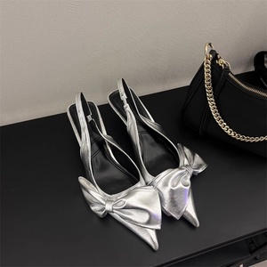 Sandalias de Tacón Alto Color Plateado 2026, Punta Puntiaguda, Antideslizantes, Zapatos Sexys para Fiesta - Product Image 1