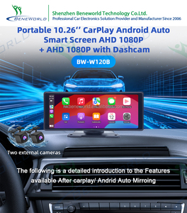 Monitor Portátil para Auto con Pantalla Táctil de 10.26 Pulgadas, Marca OEM, Venta Caliente, 1080P, DVR, Cámara Dual Externa - Product Image 2