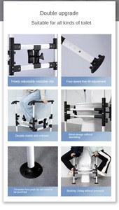 Pasamanos de seguridad sin barreras para baños, inodoros, barandillas antideslizantes de acero inoxidable con manijas de puerta para hospitales de ancianos - Product Image 2