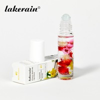 Lakerain Huile à lèvres roll-on aux fleurs fraîches, hydratante, repulpante, adoucissante, parfumée aux fruits, baume à lèvres, huile teintée pour les lèvres