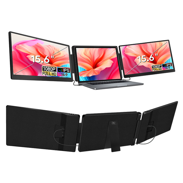 OEM 15.6 Inch FHD IPS Triple Laptop Screen Extender Foldable Dual Monitor Plug and Play Screen Extensions