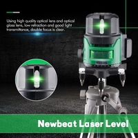 Niveau laser rotatif NewBeat Cross 5 lignes, faisceau vert horizontal et vertical, batterie, niveaux laser rotatifs pour l'extérieur