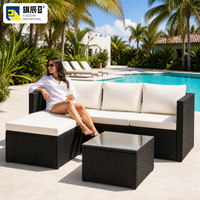Ensemble de canapé modulaire en forme de L avec ottoman et table basse, meubles de patio d'extérieur