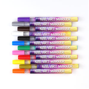 GP 아크릴 12색 임시 방수 네일 페인팅 뷰티 타투 플랫 6mm 네일 아트 데코레이션 마커 펜 세트 키트 - Product Image 5