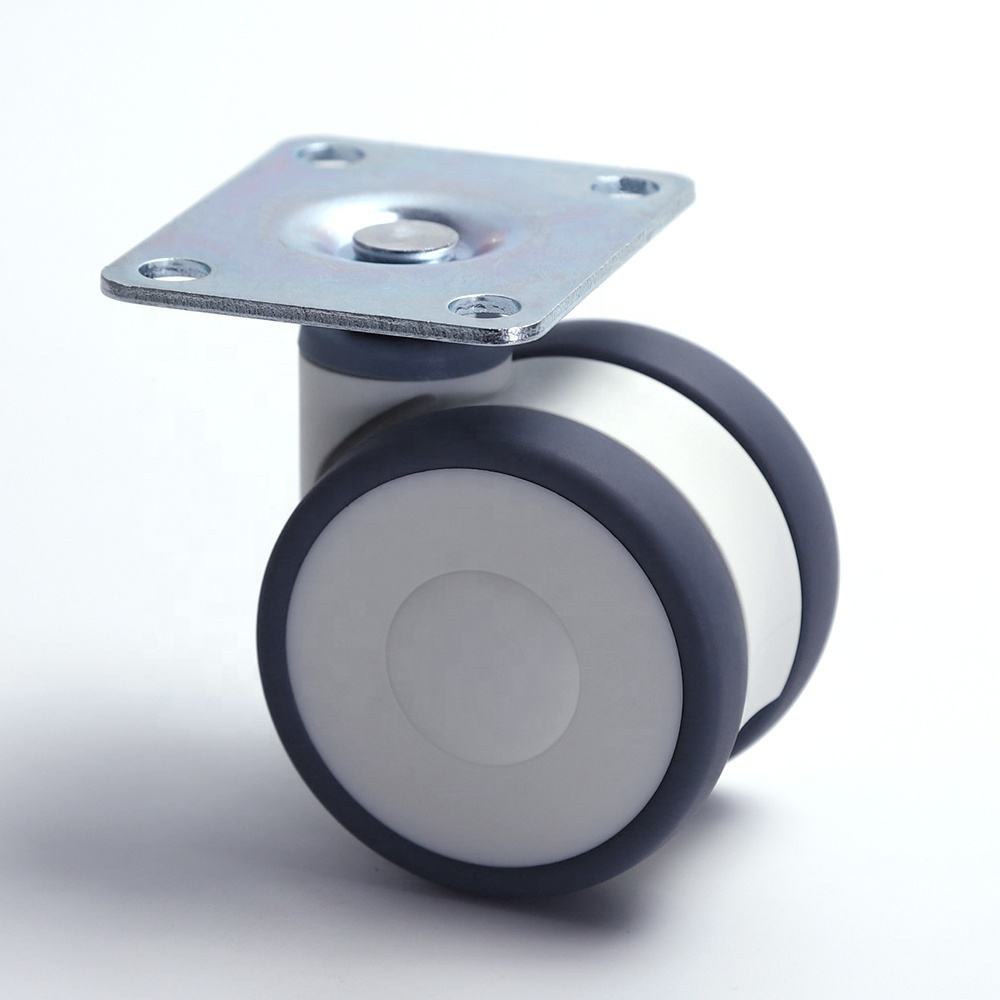 50/65/75/100/125 mm Full-plastic Twin Caster Top Plate Mounting TPE Castor Wheel for Baby Floor Bed