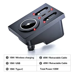 Station d'accueil sans fil Vtear pour voiture, charge multi-ports, accessoires de décoration intérieure pour <span class=keywords><strong>Volvo</strong></span> S60 V60 <span class=keywords><strong>XC60</strong></span> S90 V90 XC90 - Product Image 5