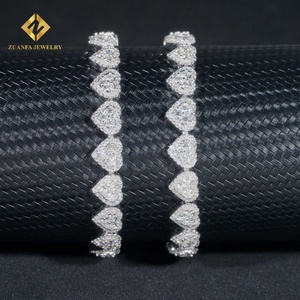 Bijoux fantaisie Hip Hop sertis de diamants, argent sterling 925 plaqué or blanc, moissanite VVS1, bracelet en forme de cœur Hip Hop - Product Image 1