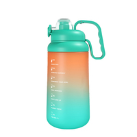 Bouteille d'eau sport en plastique écologique 2200 ml avec logo personnalisé, sans BPA, marqueur de temps, paille et poignée de transport