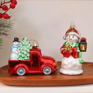Ornamen Pohon Natal Plastik Cetak Tiup Grosir, Bentuk Santa Claus, Manusia Salju & Truk, Liontin Gantung - Product Image 5