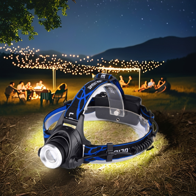 20W High Bright Aluminum LED Handheld Headlamp with Zoom & Shake Function 5600mAh Waterproof Lithium Ion Battery Rechargeable