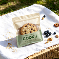 Sachets plats transparents givrés imprimés sur mesure, thermoscellables, pour emballage individuel de biscuits, bonbons, produits de boulangerie, avec logo.