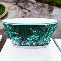 Comptoir d'accueil d'hôtel haut de gamme en fibre de verre transparente au design artistique, origine Guangdong, pour entreprises et bureaux de consultation