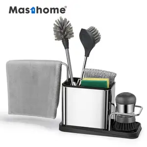 Masthome Kitchen Metal Sink Caddy Kitchen Organizer With Sponge Holder