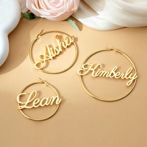 Pendientes Personalizados de Acero Inoxidable 316L con Baño de Oro PVD de 14k/18k, Antideslustre, con Letras, Joyería Fina, Pendientes de Moda con Nombre para Mujer - Product Image 3